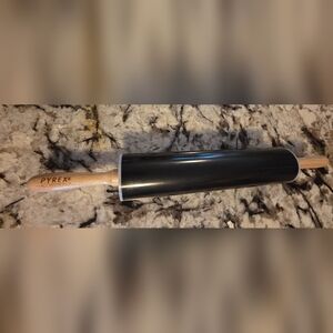 Pyrex Rolling Pin Easy Clean Black Wood Handle 18"
